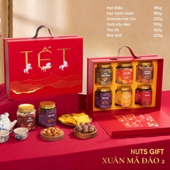 Xuân Mã Đáo 02 - Hộp quà Tết hạt dinh dưỡng NutsGift 6 Hạt và Trái Cây