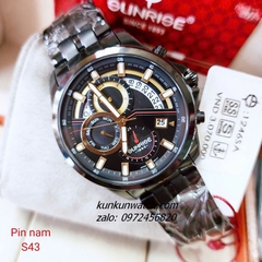 Đồng Hồ Nam Sunrise 1146SA 6 Kim  Kính Sapphire Authentic 43mm