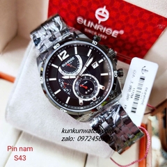 Đồng Hồ Nam Sunrise 1172SA 6 Kim  Kính Sapphire Authentic 43mm