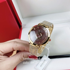 Đồng Hồ Nữ Salvatore Ferragamo Minuetto Dây Mesh Demi Mặt Nâu 35mm