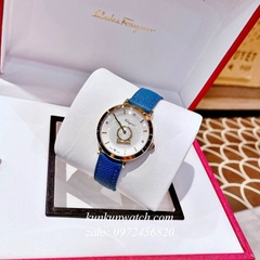 Đồng Hồ Nữ Salvatore Ferragamo Minuetto Dây Da Xanh Gold 35mm