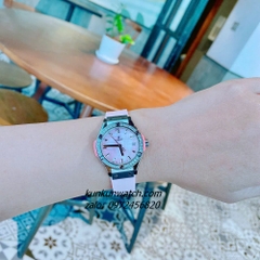 Đồng Hồ Nữ Hublot Classic Fusion Đính Đá, Khảm Trai, Lịch Ngày Dây Silicone Hồng Silver 30mm