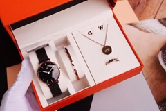 Set Đồng Hồ Nữ DW Daniel Wellington Classic Petite Ashfield Black - Vỏ vàng hồng