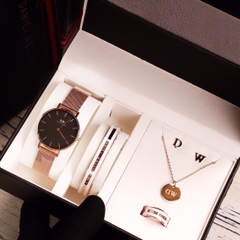 Set Đồng Hồ Nữ DW Daniel Wellington Classic Petite Melrose Black