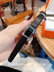 Đồng Hồ Nữ Versace Greca Icon - Dây Da Đen Vỏ Bạc - 39 x 21mm