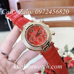 Đồng Hồ Nữ Versace Reve Chrono Mother Chế Độ Chronograph - Dây Da Đỏ - 38mm