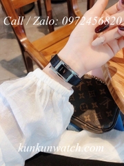 Đồng Hồ Nữ Versace Greca Icon - Dây Da Đen Vỏ Bạc - 39 x 21mm