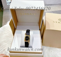 Đồng Hồ Nữ Versace Greca Icon - Dây Da Đen Vỏ Vàng - 39 x 21mm