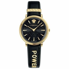 Đồng Hồ Nữ Versace V-Circle Manifesto Unified - Dây Da Đen Vỏ Vàng - 38mm
