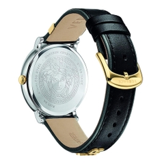 Đồng Hồ Nữ Versace V-Circle Manifesto Unified - Dây Da Đen Vỏ Bạc - 38mm