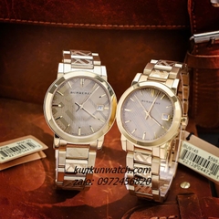 Đồng Hồ Cặp Đôi Nam Nữ Burberry The City BU9038 BU9145 Gold 38mm - 34mm