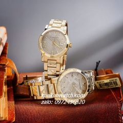 Đồng Hồ Cặp Đôi Nam Nữ Burberry The City BU9038 BU9145 Gold 38mm - 34mm
