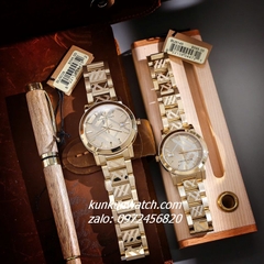 Đồng Hồ Cặp Đôi Nam Nữ Burberry The City BU9038 BU9145 Gold 38mm - 34mm