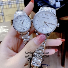 Đồng Hồ Cặp Đôi Nam Nữ Burberry Classic Round  BU10004 BU10108 Silver 40mm - 32mm 1