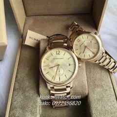 Đồng Hồ Cặp Đôi Nam Nữ Burberry Classic Round  BU10006 BU10109 Gold 40mm - 32mm 1