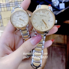 Đồng Hồ Cặp Đôi Nam Nữ Burberry Classic Round  BU10011 BU10118 Demi Gold 40mm - 32mm 1