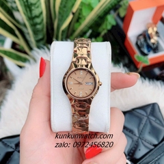 Đồng Hồ Cặp Đôi Nam Nữ Rado Jubile Đính Đá 3 Mốc Giờ, 2 Lịch Dây Đá Ceramic Vàng 38mm - 24mm