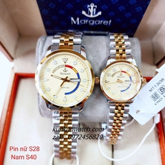 Đồng Hồ Cặp Đôi Nam Nữ Margaret MT1508 Kính Sapphire Authentic 28mm - 40mm