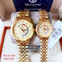 Đồng Hồ Cặp Đôi Nam Nữ Margaret MT1508 Kính Sapphire Authentic 28mm - 40mm