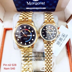 Đồng Hồ Cặp Đôi Nam Nữ Margaret MT1508 Kính Sapphire Authentic 28mm - 40mm