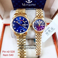 Đồng Hồ Cặp Đôi Nam Nữ Margaret MT1508 Kính Sapphire Authentic 28mm - 40mm