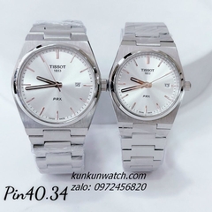 Đồng Hồ Cặp Đôi Tissot 1853 PRX Silver Lịch Ngày 40mm - 34mm 1