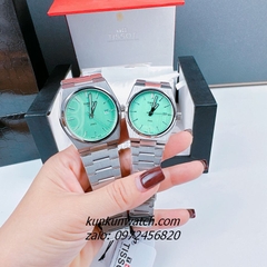 Đồng Hồ Cặp Đôi Tissot 1853 PRX Silver Mặt Xanh Lơ Lịch Ngày 40mm - 34mm 1