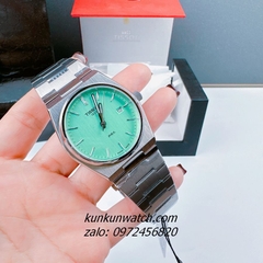 Đồng Hồ Cặp Đôi Tissot 1853 PRX Silver Mặt Xanh Lơ Lịch Ngày 40mm - 34mm