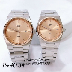 Đồng Hồ Cặp Đôi Tissot 1853 PRX Silver Mặt Rose Gold Lịch Ngày 40mm - 34mm 1