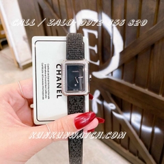 Đồng Hồ Nữ Chanel Boy Friend Tweed - Dây Kim Loại ( Màu Đen ) - Mặt Đính Viền Đá - 26 x 32mm