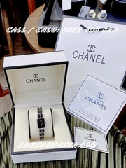 Đồng Hồ Nữ Chanel Premiere Chain -  Dây Xích Bạc Mix Da Đen - 20 x 25mm
