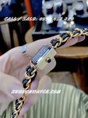 Đồng Hồ Nữ Chanel Premiere Chain - Dây Xích Vàng Mix Da Đen - 20 x 25mm