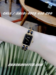 Đồng Hồ Nữ Chanel Premiere Chain - Dây Xích Vàng Mix Da Đen - 20 x 25mm