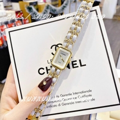 Đồng Hồ Nữ Chanel Premiere Chain - Dây Xích Vàng Mix Da Trắng - 20 x 25mm