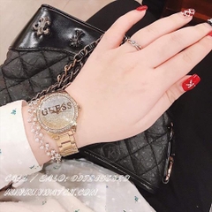 Đồng Hồ Nữ Guess W0987L2 - Nền Mặt Số Lấp Lánh Ánh Vàng Và Bạc - Dây Kim Loại - 36mm