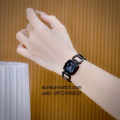 Đồng Hồ Nữ Gucci G - Gucci Full Đen, Điểm Vạch Giờ, Dáng Lắc Tay 2 Kim Silver 26mm