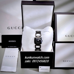Đồng Hồ Nữ Gucci G - Gucci Full Đen, Điểm Vạch Giờ, Dáng Lắc Tay 2 Kim Silver 26mm