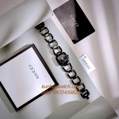 Đồng Hồ Nữ Gucci G - Gucci Full Đen, Điểm Vạch Giờ, Dáng Lắc Tay 2 Kim Silver 26mm