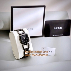 Đồng Hồ Nữ Gucci G - Gucci Full Đen, Điểm Vạch Giờ, Dáng Lắc Tay 2 Kim Silver 26mm