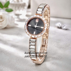 Đồng Hồ Nữ Swarovski Matrix Bangle Rose Gold Mặt Xám Đính Đá 25mm 1