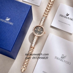 Đồng Hồ Nữ Swarovski Matrix Bangle Rose Gold Mặt Xám Đính Đá 25mm