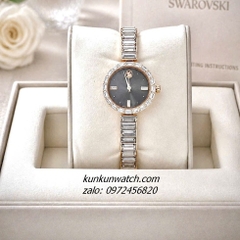 Đồng Hồ Nữ Swarovski Matrix Bangle Rose Gold Mặt Xám Đính Đá 25mm