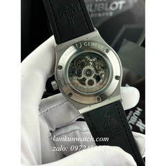 Đồng Hồ Nam Hublot Automatic Lộ Cơ Dây Da Silicone Xám 42mm