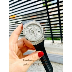 Đồng Hồ Nam Salvatore Ferragamo F80 Chronograph Dây Silicone Đen Mặt Trắng Silver 41mm