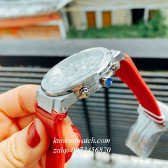 Đồng Hồ Nam Salvatore Ferragamo F80 Chronograph Dây Silicone Đỏ Mặt Trắng Silver 41mm