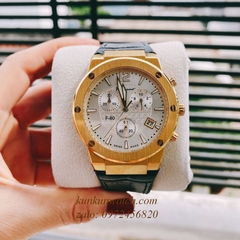 Đồng Hồ Nam Salvatore Ferragamo F80 Chronograph Dây Silicone Xanh Lá Mặt Trắng Gold 41mm 1