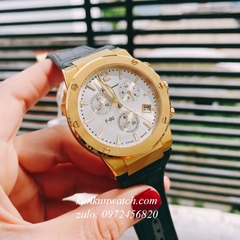 Đồng Hồ Nam Salvatore Ferragamo F80 Chronograph Dây Silicone Xanh Lá Mặt Trắng Gold 41mm