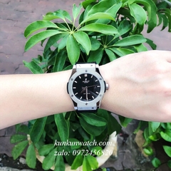 Đồng Hồ Nam Hublot Classic Fusion Automatic Dây Da Vân Silicone Đen Silver 42mm