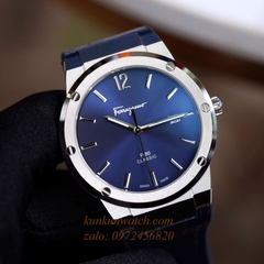 Đồng Hồ Nam Salvatore Ferragamo F80 Dây Silicone Xanh Silver 41mm