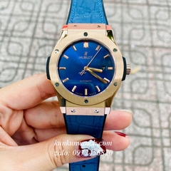 Đồng Hồ Nam Hublot Classic Fusion Automatic Dây Da Vân Silicone Xanh Rose Gold 42mm